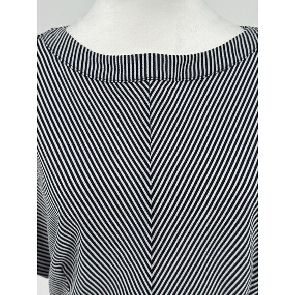 Monteau Navy & White Striped Peplum Top - XL, Short Sleeve NWT Preppy, Spring - Picture 9 of 15